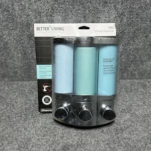 Better Living Trio Wall Mount Liquid Push Shower Soap Dispenser No Drill 14.7 Oz